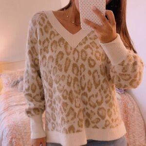 Leopard Print V-Neck Sweater
